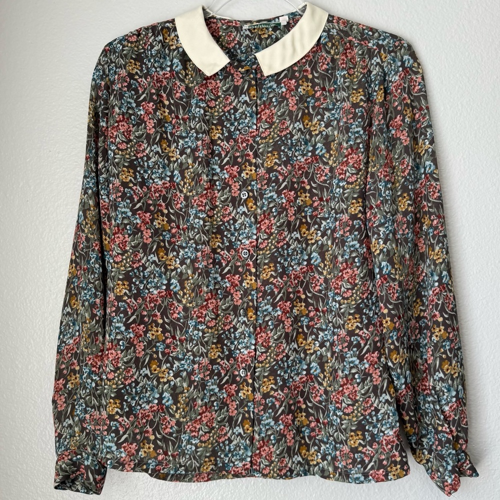 Vintage‎ 80's Button Up Floral Long Sleeve Bethany Sheer Cottagecore Grandmacore